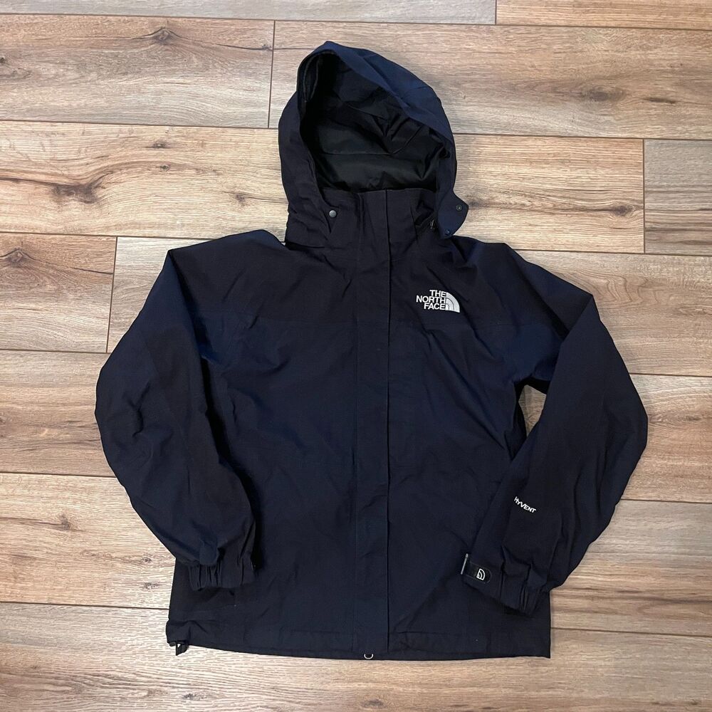 The North Face HyVent Black Waterproof Ski Jacket Shell Coat Hooded Women's S